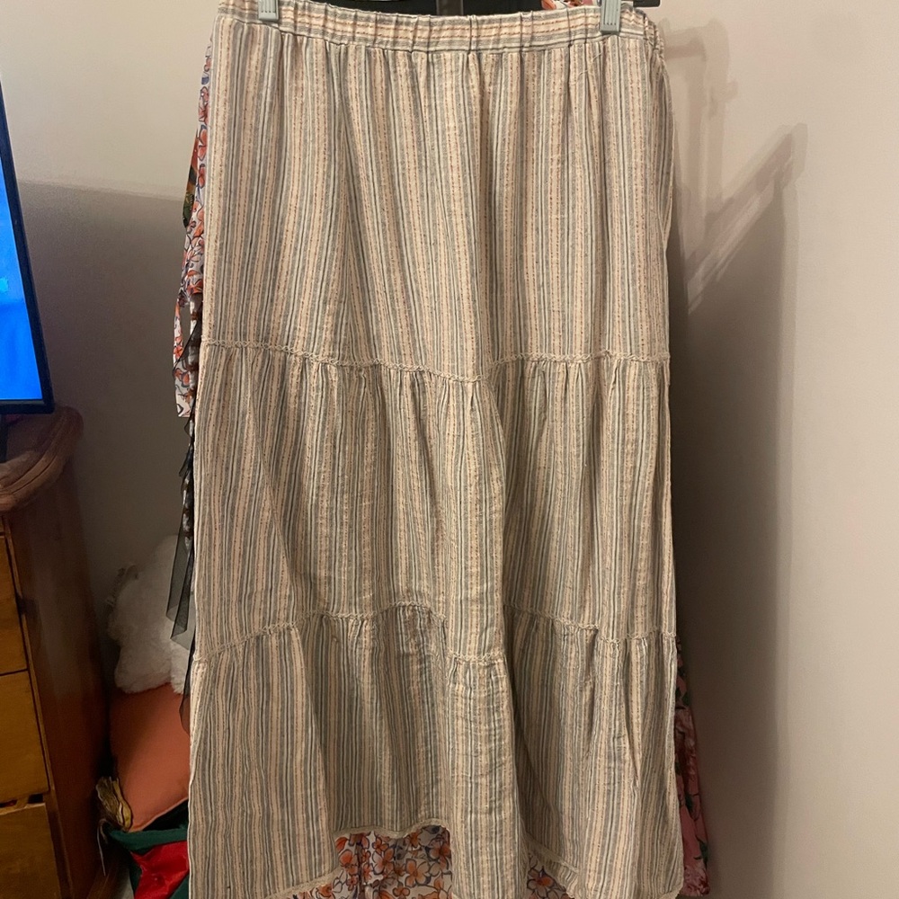 Striped Tiered Maxi Skirt